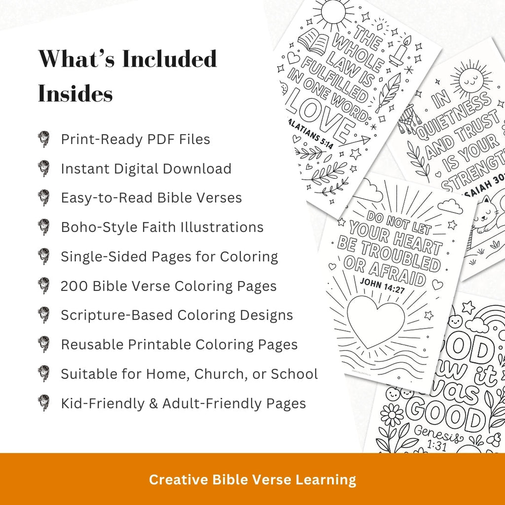 200 Bible Verse Coloring Pages – Calm Faith Coloring Bundle